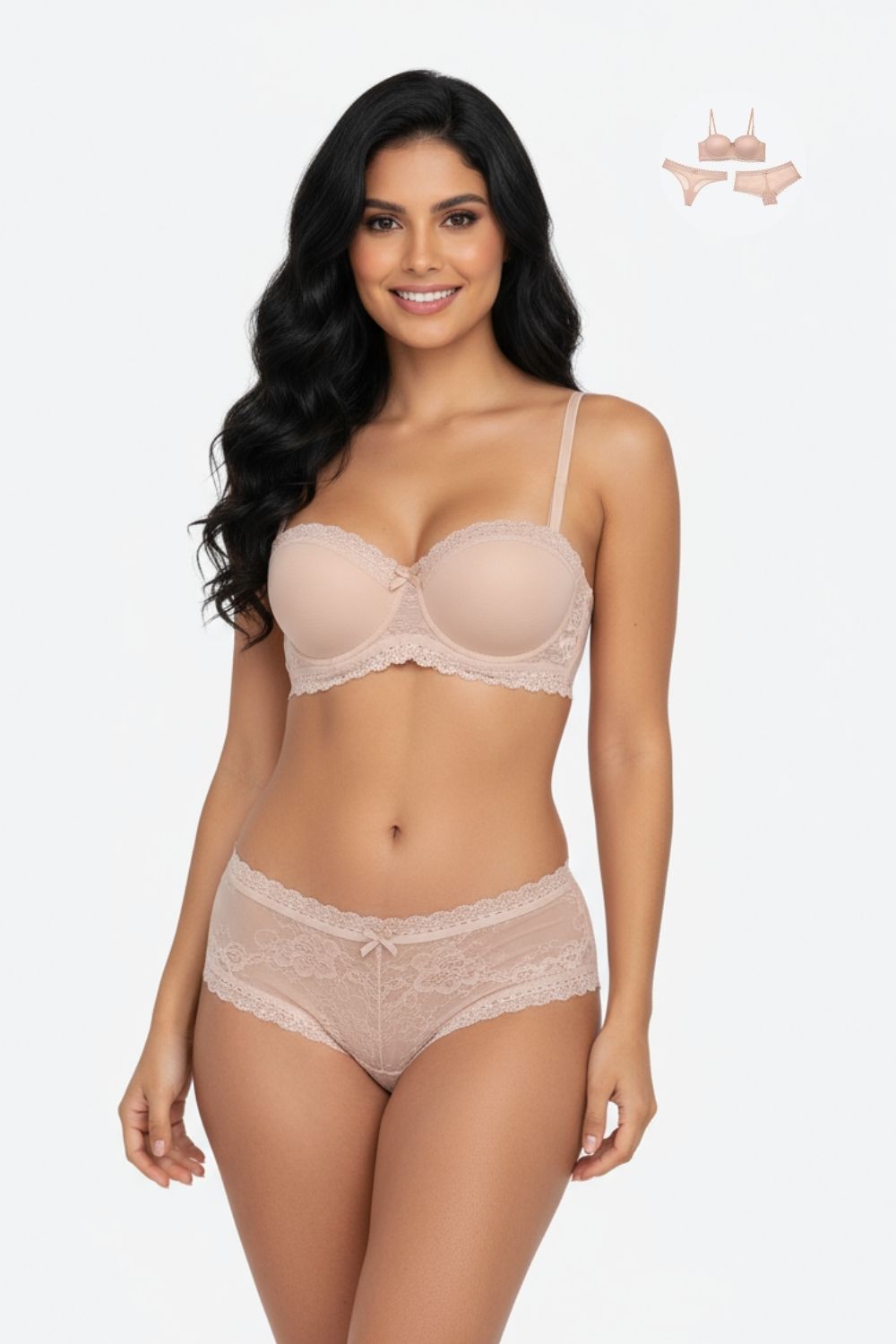 Conjunto en encaje de 3 piezas